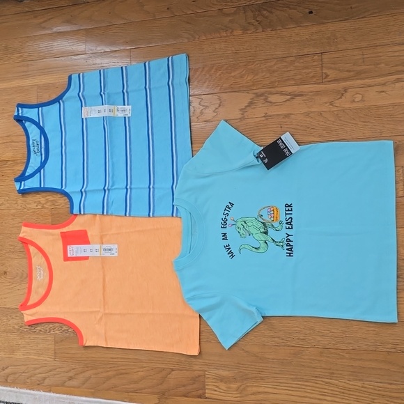 JUMPING BEANS & OKIE DOKIE BOYS BUNDLE OF 2 TANK TOPS & 1 EASTER TEE SIZE 5T - Picture 1 of 8
